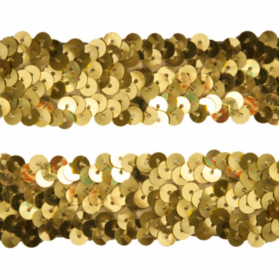 Тесьма с пайетками D16, шир. 30 мм/уп. 25+/-1 м, цвет золото - купить в Калуге. Цена: 1 087.39 руб.