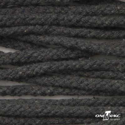 Шнур плетеный d-6 мм круглый, 70% хлопок 30% полиэстер, уп.90+/-1 м, цв.1088-т.серый - купить в Калуге. Цена: 588 руб.