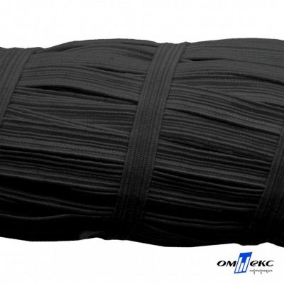 Резиновые нити с текстильным покрытием, шир. 6 мм (55 м/уп), цв.-черный - купить в Калуге. Цена: 210.75 руб.