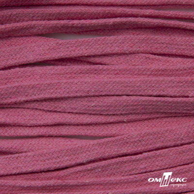 Шнур плетеный d-8 мм плоский, 70% хлопок 30% полиэстер, уп.85+/-1 м, цв.1029-розовый - купить в Калуге. Цена: 735 руб.