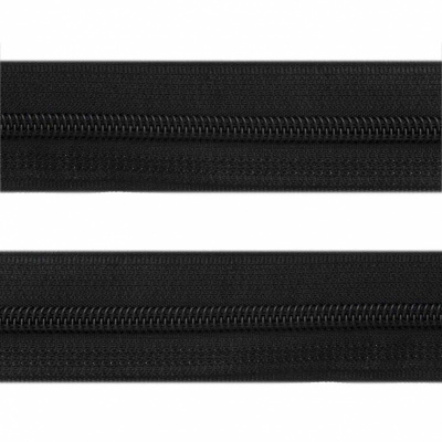 Рулонная молния с покрытием PVC спираль тип 3 (упак.270м) -черная с полосой СВО - купить в Калуге. Цена: 12.74 руб.