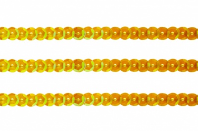 Пайетки "ОмТекс" на нитях, CREAM, 6 мм С / упак.73+/-1м, цв. 92 - золото - купить в Калуге. Цена: 484.77 руб.