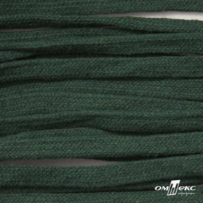 Шнур плетеный d-8 мм плоский, 70% хлопок 30% полиэстер, уп.85+/-1 м, цв.1016-т.зеленый - купить в Калуге. Цена: 742.50 руб.