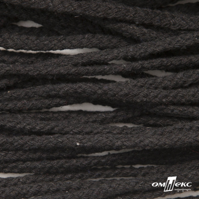 Шнур плетеный d-6 мм круглый, 70% хлопок 30% полиэстер, уп.90+/-1 м, цв.1078-черный - купить в Калуге. Цена: 588 руб.