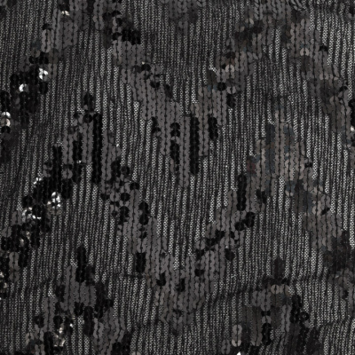 Трикотажное полотно с пайетками, шир.130 см, #311-бахрома чёрная - купить в Калуге. Цена 1 183.35 руб.