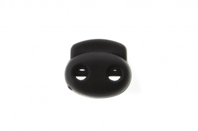 8049ТН Фиксатор пластиковый двухдырочный, 23х20 мм, цвет чёрный - купить в Калуге. Цена: 1.37 руб.