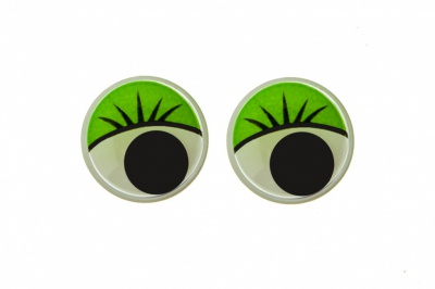 Глазки для игрушек, круглые, с бегающими зрачками, 15 мм/упак.50+/-2 шт, цв. -зеленый - купить в Калуге. Цена: 113.01 руб.