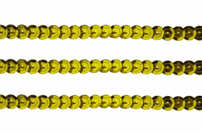 Пайетки "ОмТекс" на нитях, SILVER-BASE, 6 мм С / упак.73+/-1м, цв. 7 - св.золото - купить в Калуге. Цена: 468.37 руб.