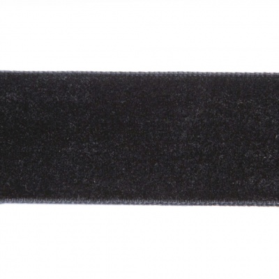 Лента бархатная нейлон, шир.25 мм, (упак. 45,7м), цв.03-черный - купить в Калуге. Цена: 800.84 руб.