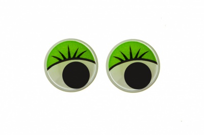 Глазки для игрушек, круглые, с бегающими зрачками, 12 мм/упак.50+/-2 шт, цв. -зеленый - купить в Калуге. Цена: 96.01 руб.