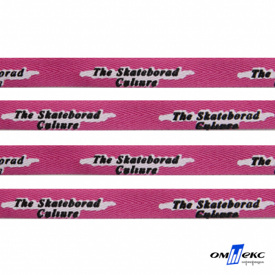 Тесьма отделочная (киперная) 10 мм, 100% хлопок,"THE SKATEBOARD CULIURE"(45 м) цв.121-26 -яр.розовый - купить в Калуге. Цена: 850.62 руб.