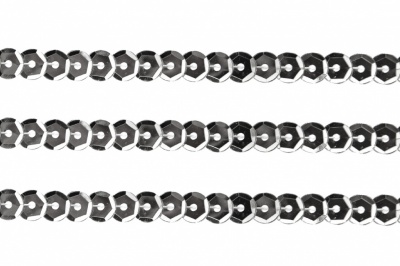 Пайетки "ОмТекс" на нитях, SILVER-BASE, 6 мм С / упак.73+/-1м, цв. 1 - серебро - купить в Калуге. Цена: 468.37 руб.