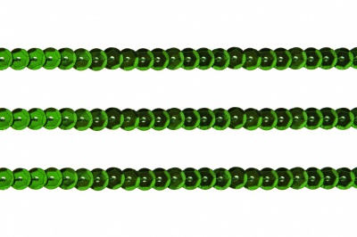 Пайетки "ОмТекс" на нитях, SILVER-BASE, 6 мм С / упак.73+/-1м, цв. 4 - зеленый - купить в Калуге. Цена: 484.77 руб.